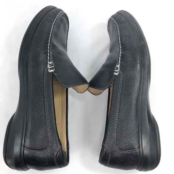 Cole Haan Black Leather Exposed Stitch Classic Slip On Driving Loafers - Picture 5 of 13